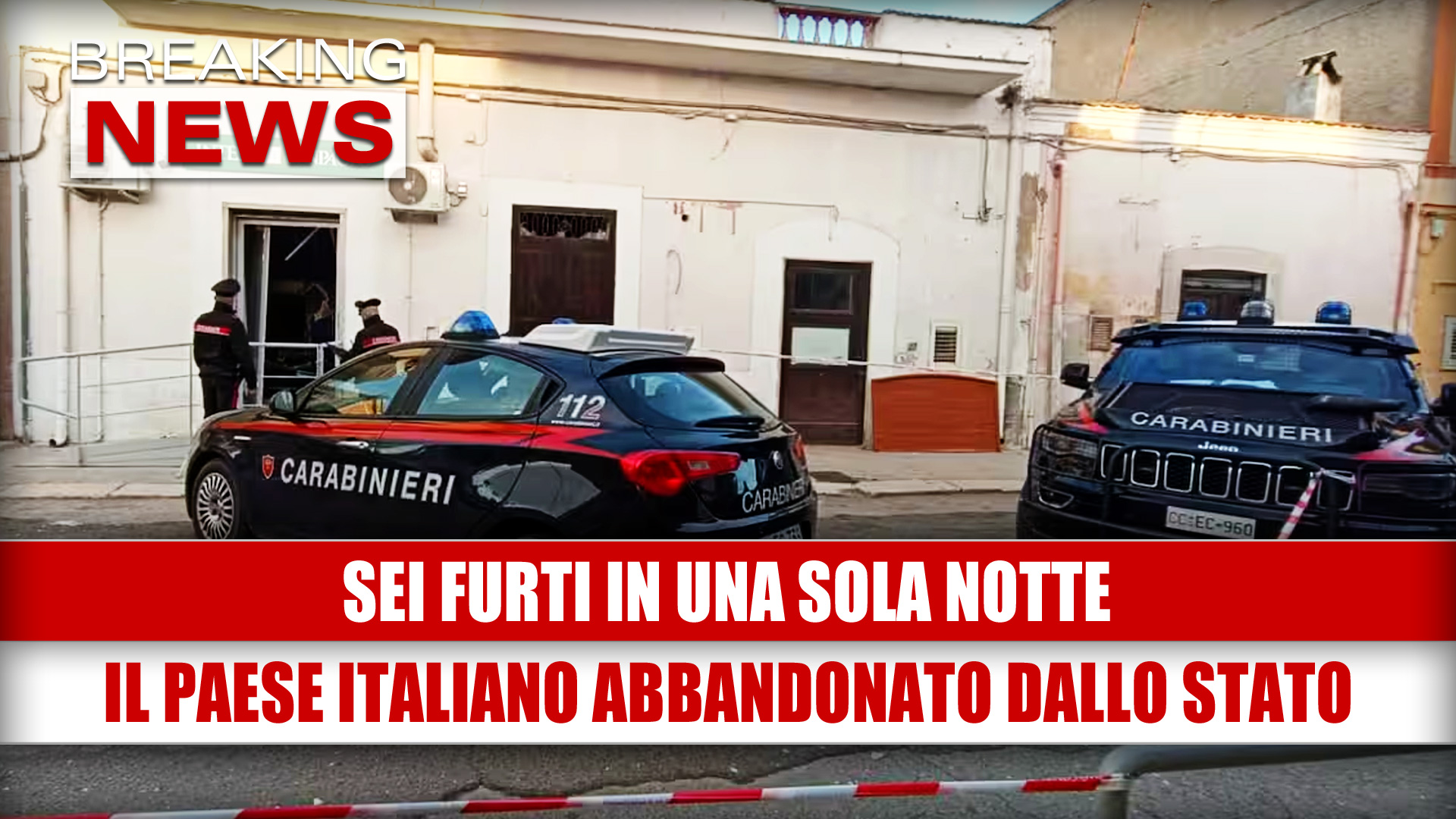 6 furti in una sola notte nel paese abbandonato dallo Stato