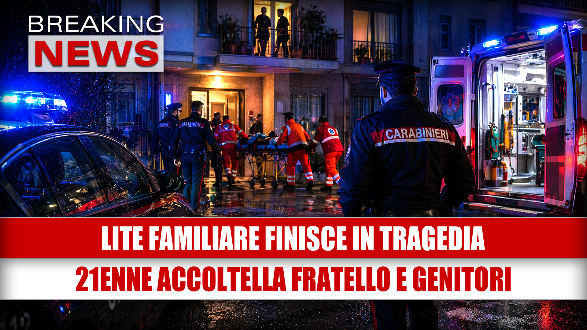 21enne accoltella fratello minore e genitori