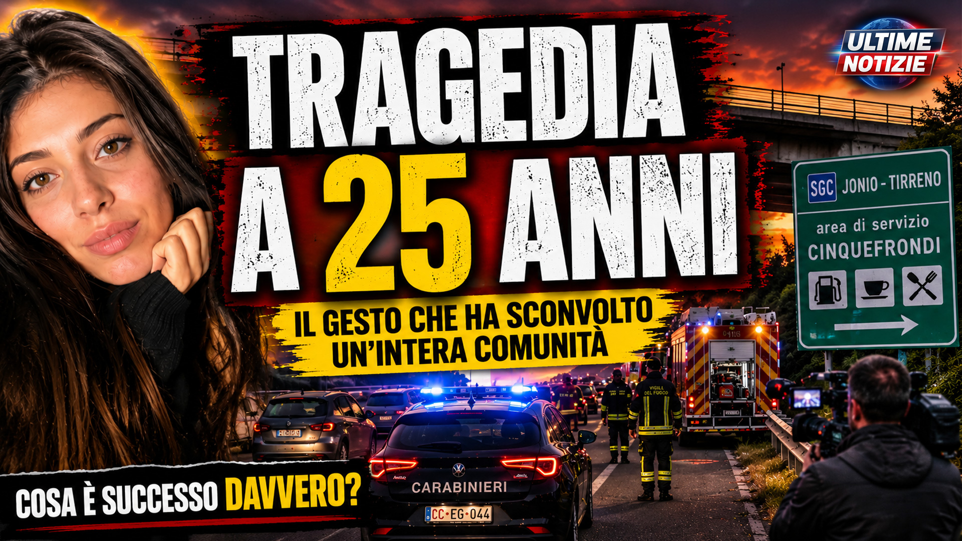 Profondo cordoglio tra Cinquefrondi e Polistena per la scomparsa di una giovane di 25 anni. La tragedia ha scosso l'intera comunità della Piana di Gioia Tauro, mentre amici, familiari e conoscenti si stringono nel dolore. Le autorità stanno ricostruendo l'accaduto e numerosi messaggi di vicinanza sono comparsi sui social network.