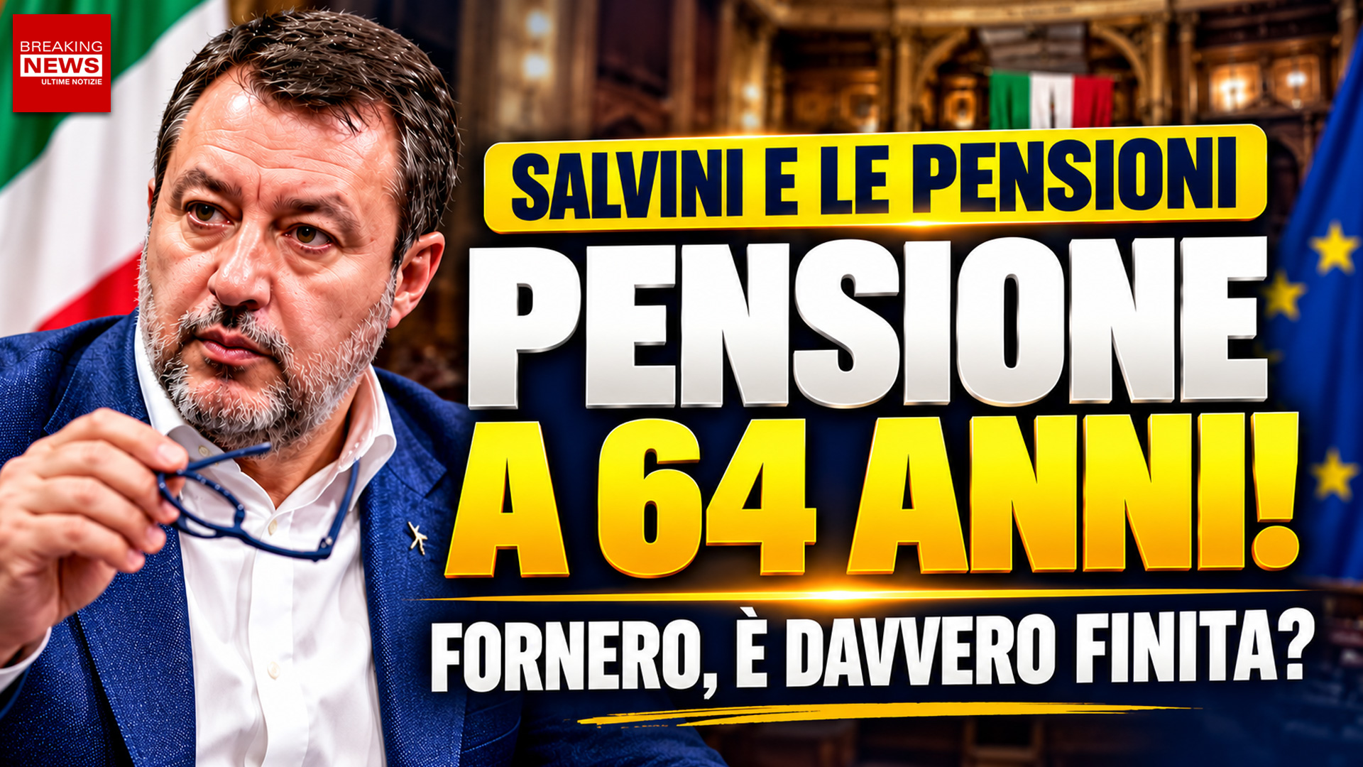 Salvini rilancia le pensioni a 64 anni